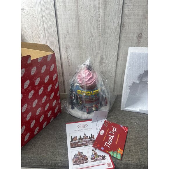 Moments In Time Christmas Village Building Cupcake Shop w/ LED Lights & Music - Picture 2 of 12